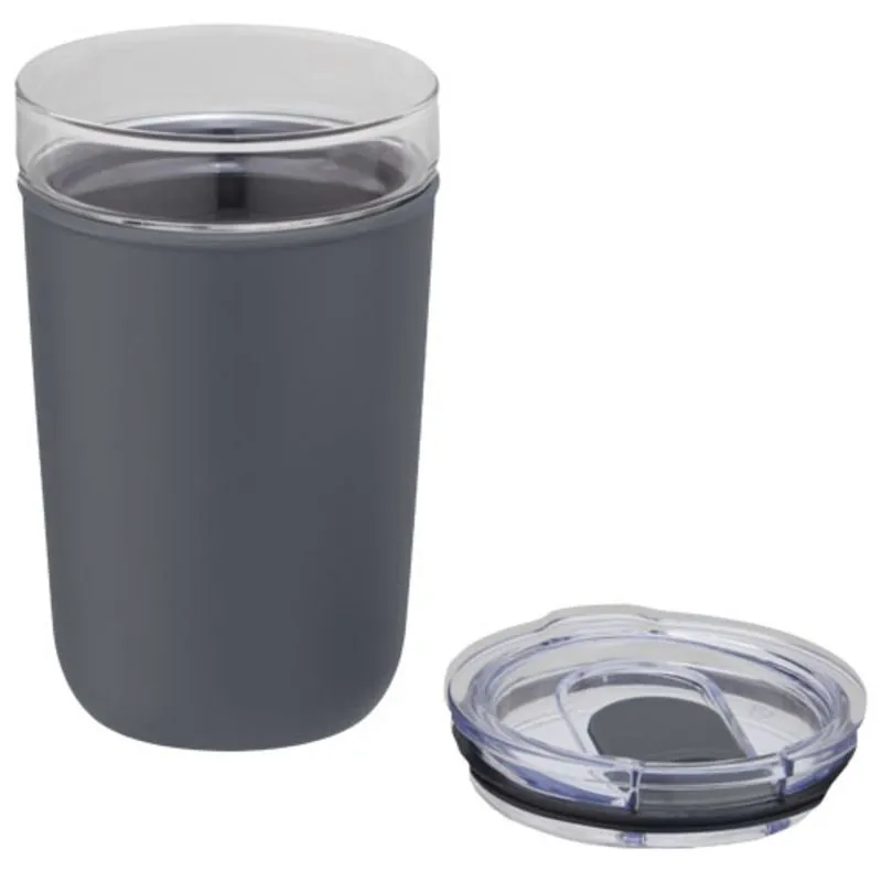 Vaso de vidrio de 420 ml con pared exterior de plástico reciclado 'Bello'